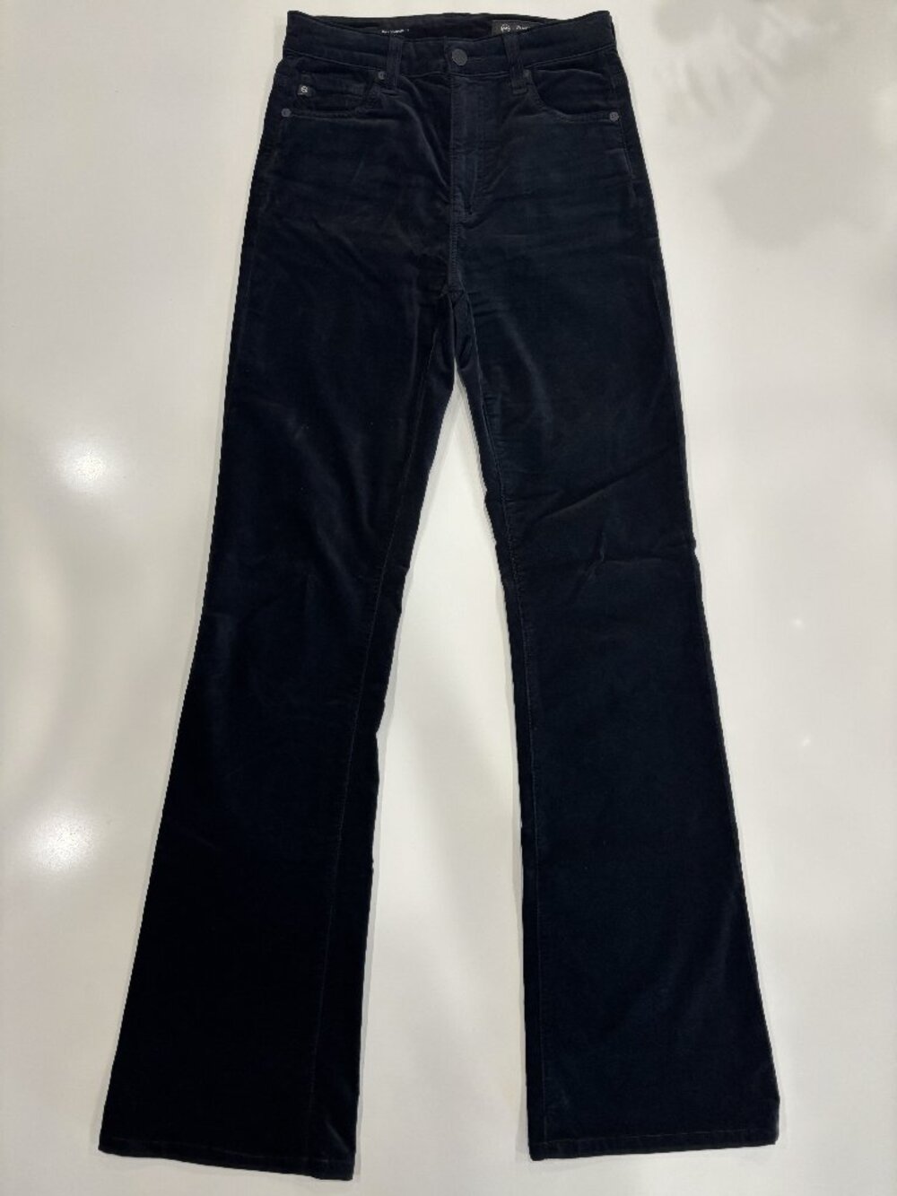 25 AG Alexxis Boot High Rise Vintage Fit Pants Navy Blue Velvet Flare Classic